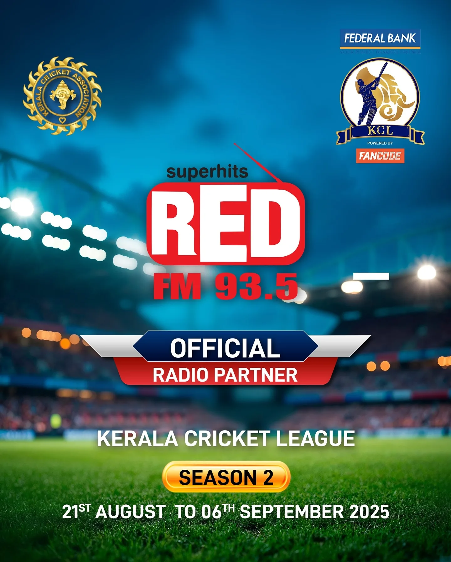 Red FM 93.5 is the Official Radio Partner of the Kerala Cricket League – Season 2